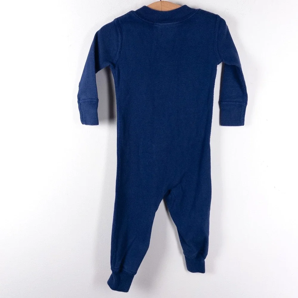 Hanna Andersson Sleeper Blue Organic Cotton Zip Pajamas Baby 3-6 Months